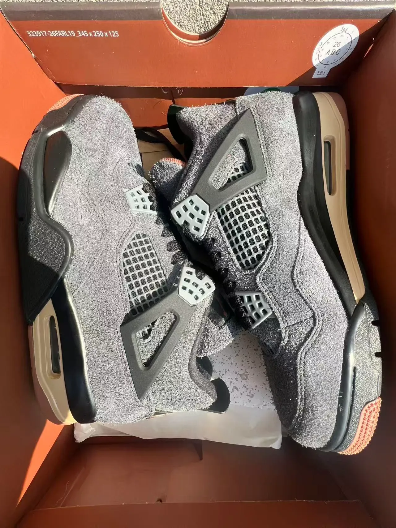 Air Jordan 4 Gray Black Beige Orange Basketball Shoes 9
