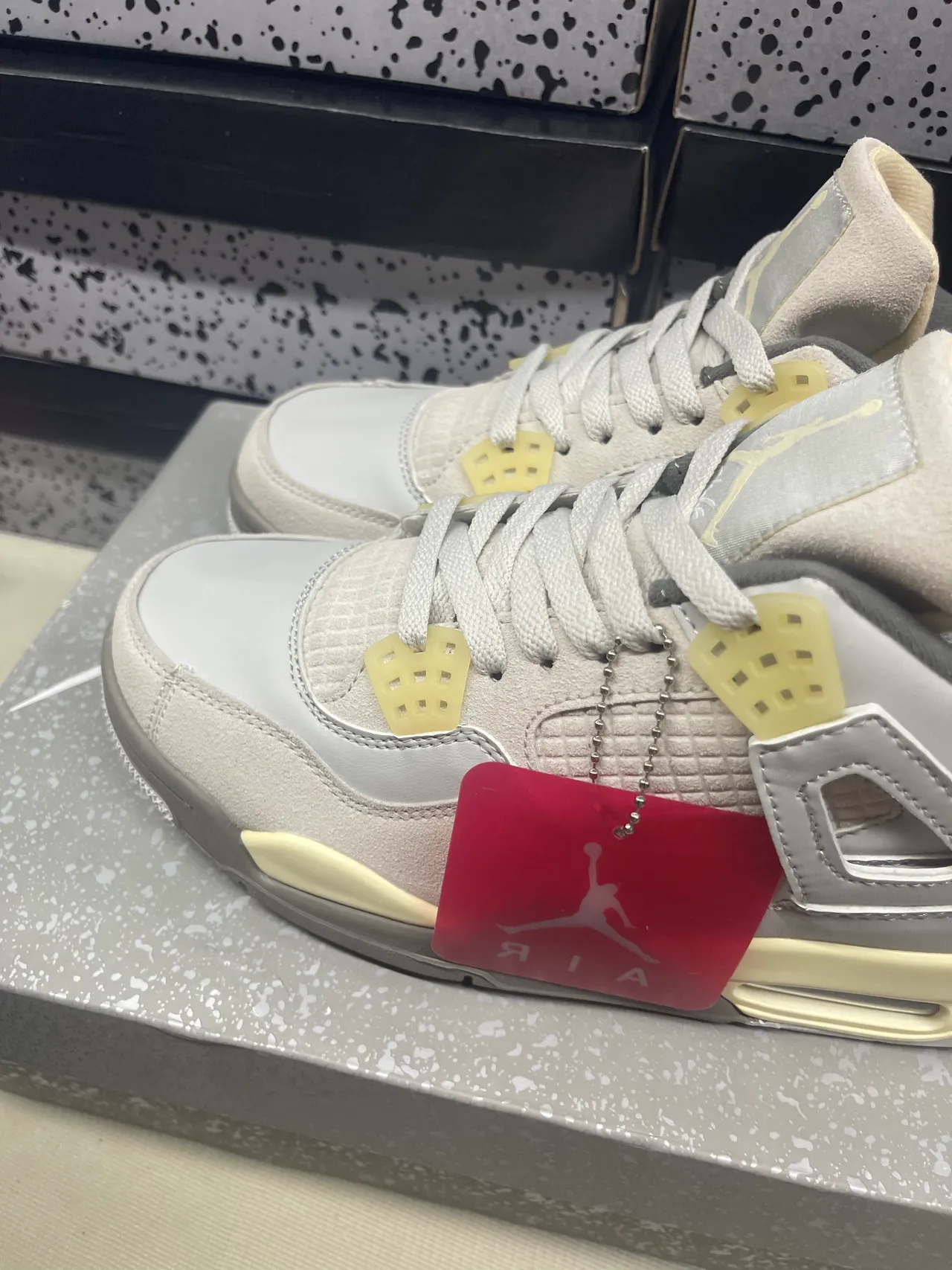 Air Jordan 4 Gris Claro y Crema Zapatillas de Baloncesto 5