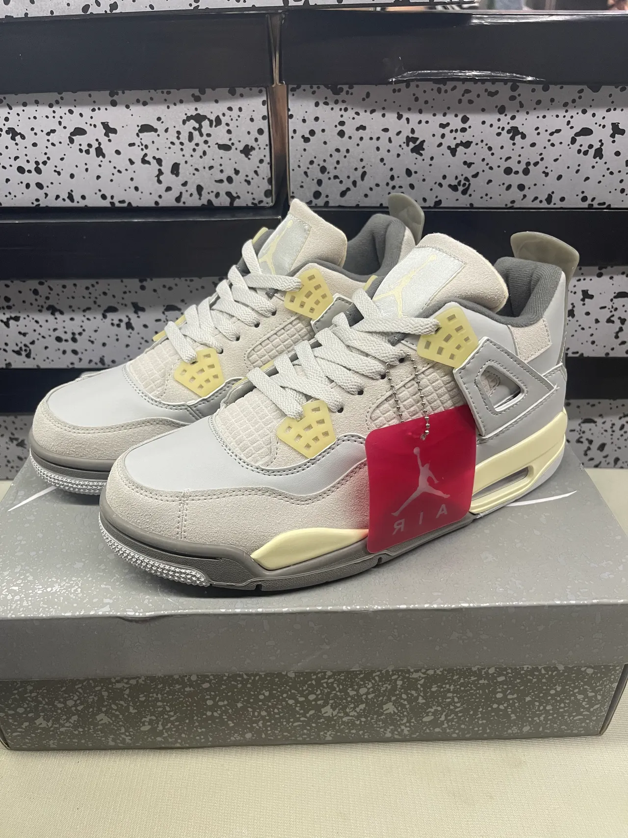 Air Jordan 4 Gris Claro y Crema Zapatillas de Baloncesto 6