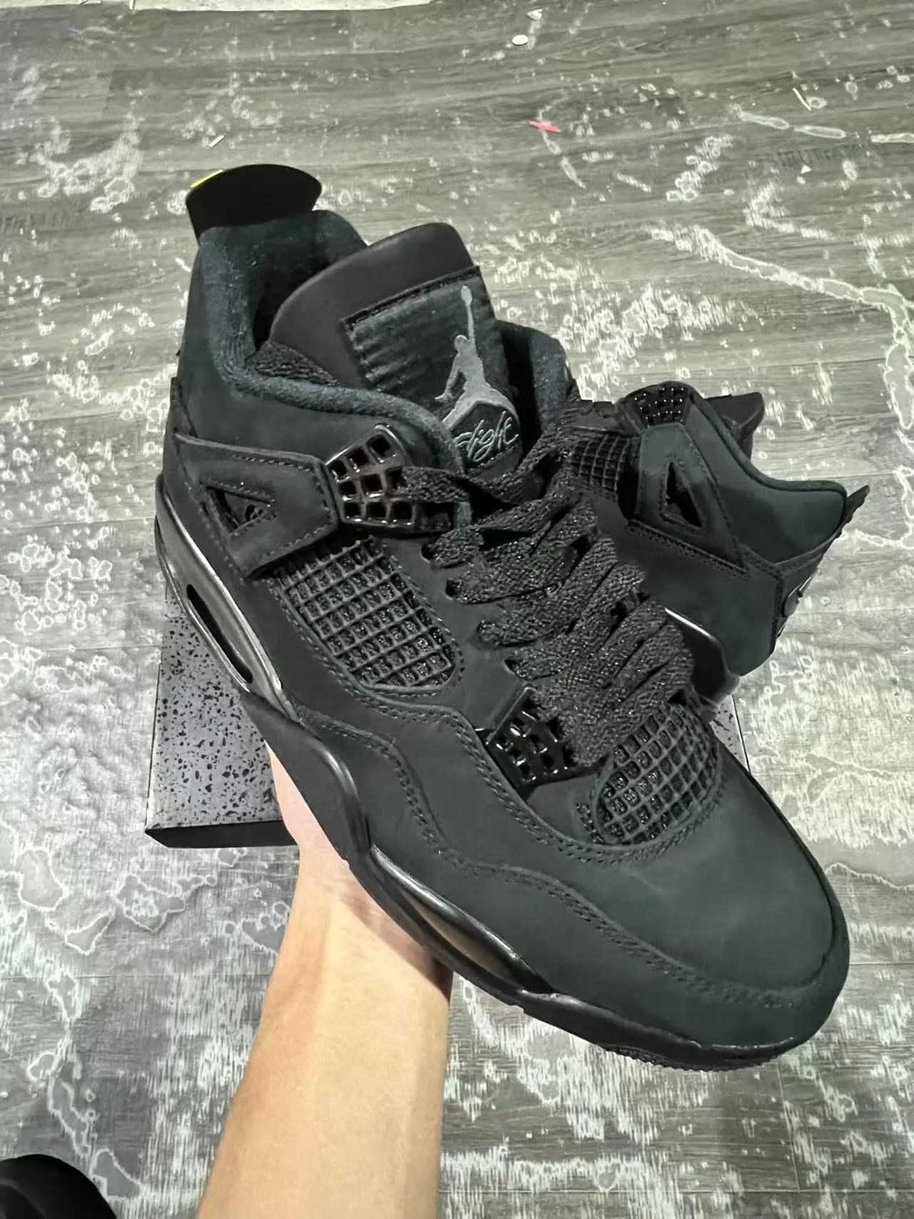 Air Jordan 4 monocromo negro zapatos de baloncesto 2