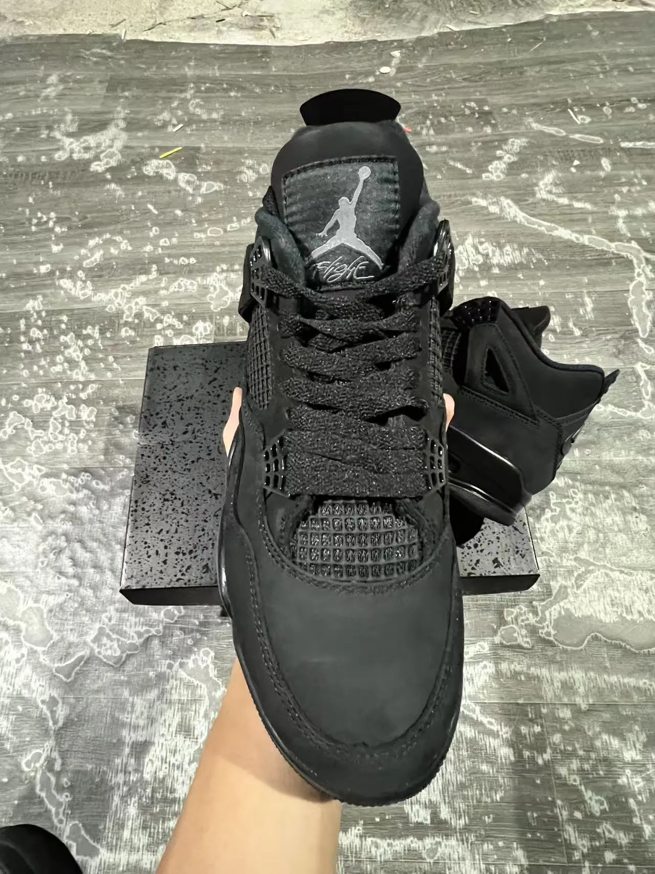Air Jordan 4 monocromo negro zapatos de baloncesto 3