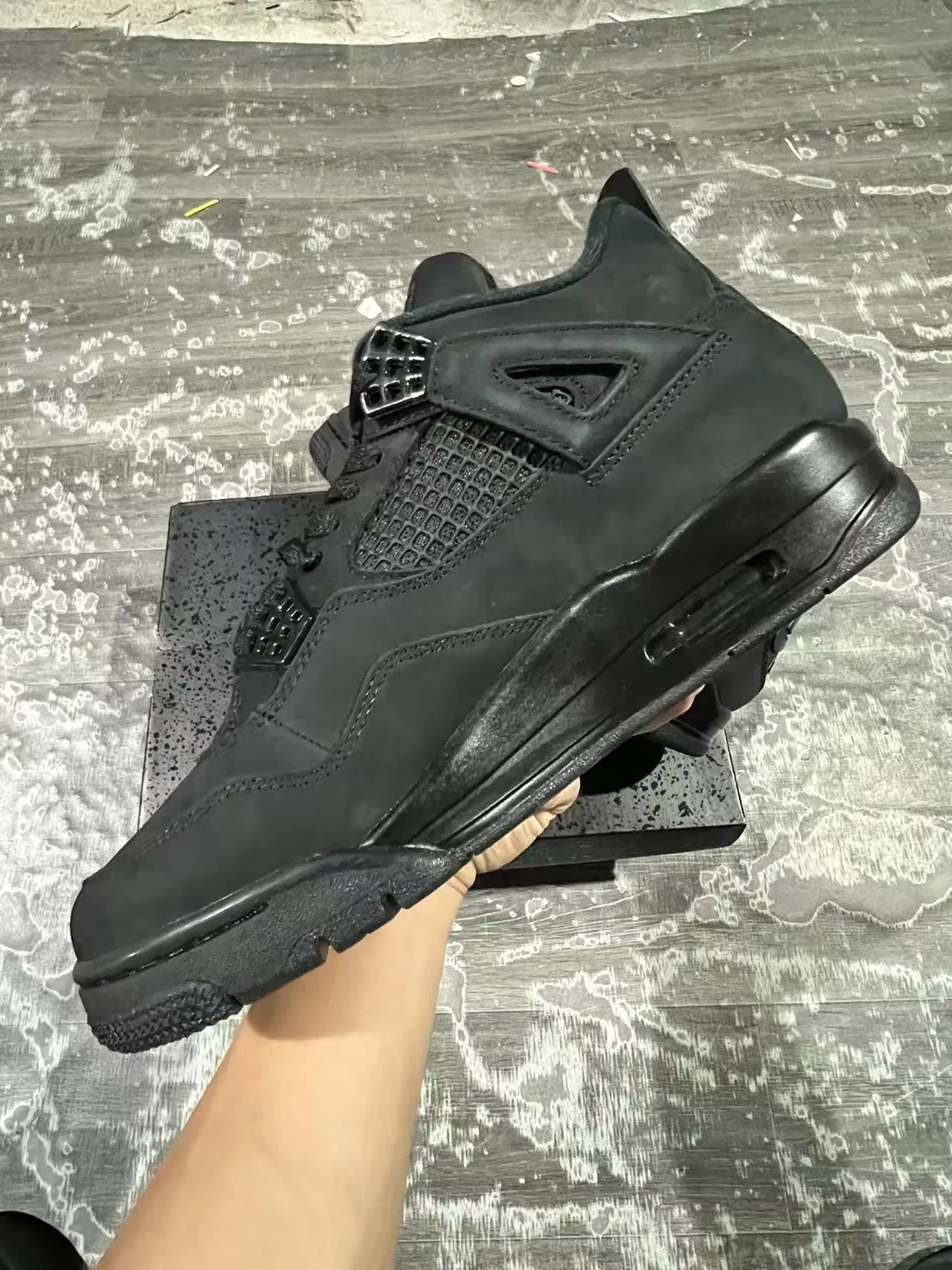 Air Jordan 4 monocromo negro zapatos de baloncesto 6