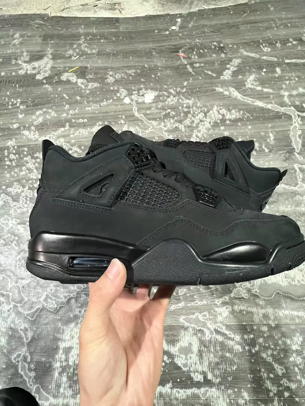 Air Jordan 4 monocromo negro zapatos de baloncesto 7