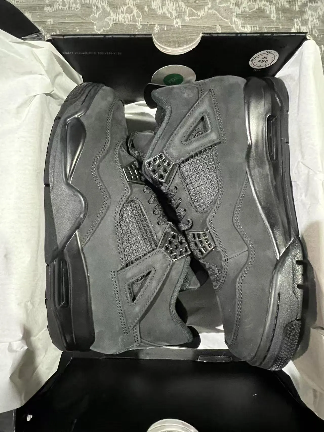 Air Jordan 4 monocromo negro zapatos de baloncesto 9