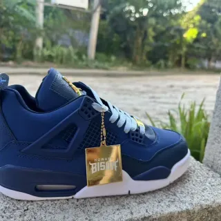 Air Jordan 4 Navy White 高帮 塑料笼子覆盖 篮球鞋