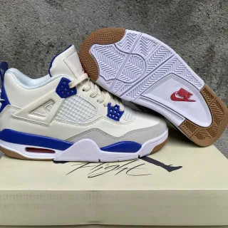 Tênis de basquete Air Jordan 4 Off-White azul royal