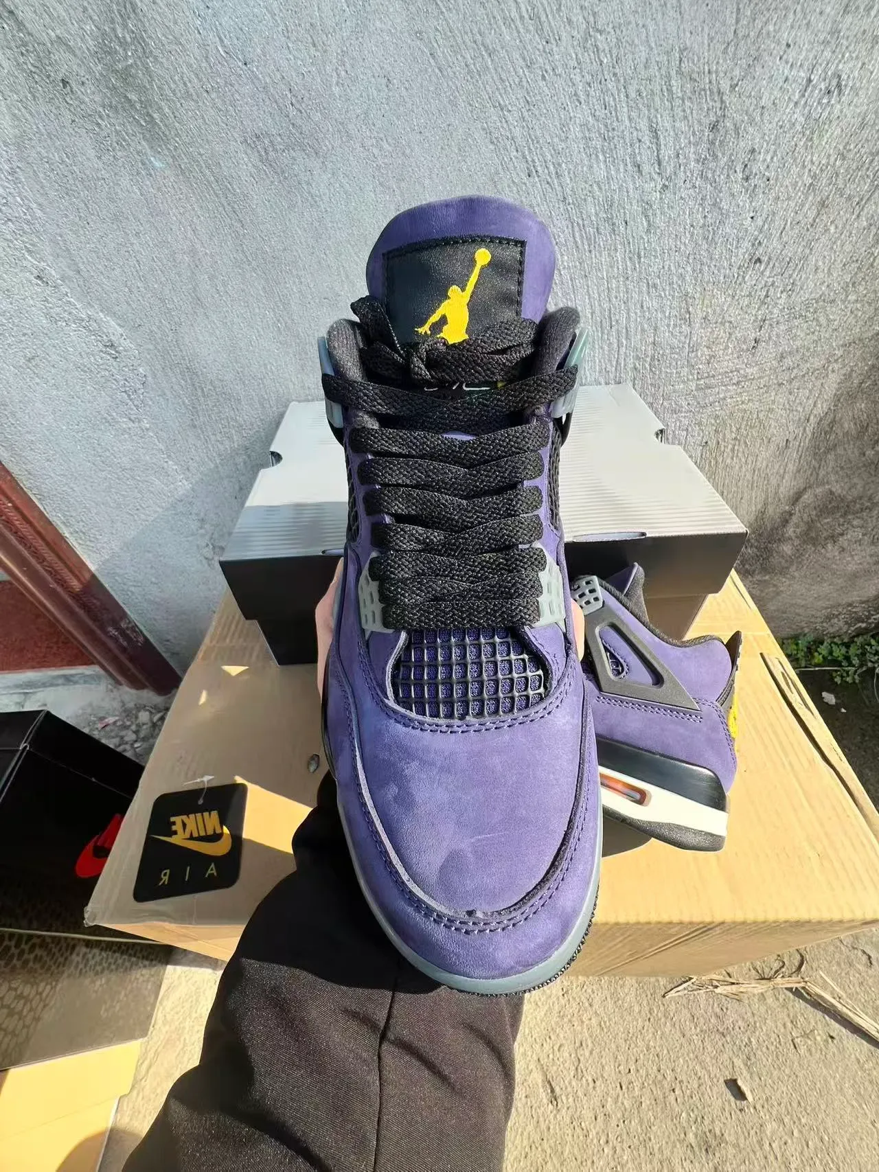 Air Jordan 4 Purple Suede Black Wing Eyelets Basketball Shoes 3