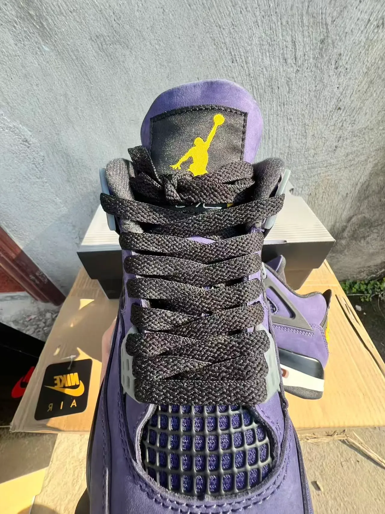Air Jordan 4 Purple Suede Black Wing Eyelets Basketball Shoes 4