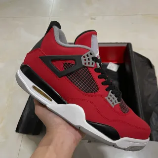 Air Jordan 4 Tênis de basquete vermelho, preto e branco