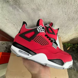 Air Jordan 4 লাল কালো সাদা বাস্কেটবল জুতা