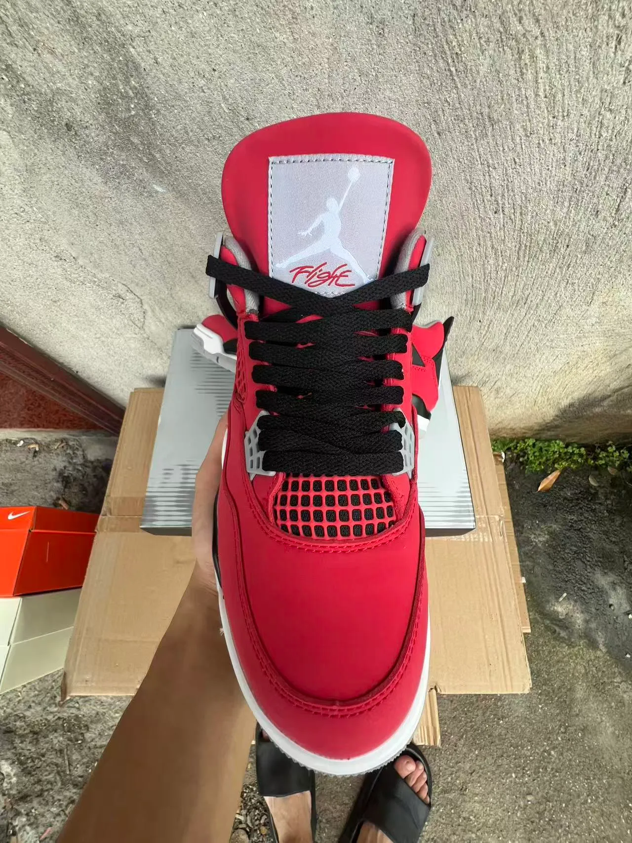Air Jordan 4 Red Black White Basketball Shoes 3