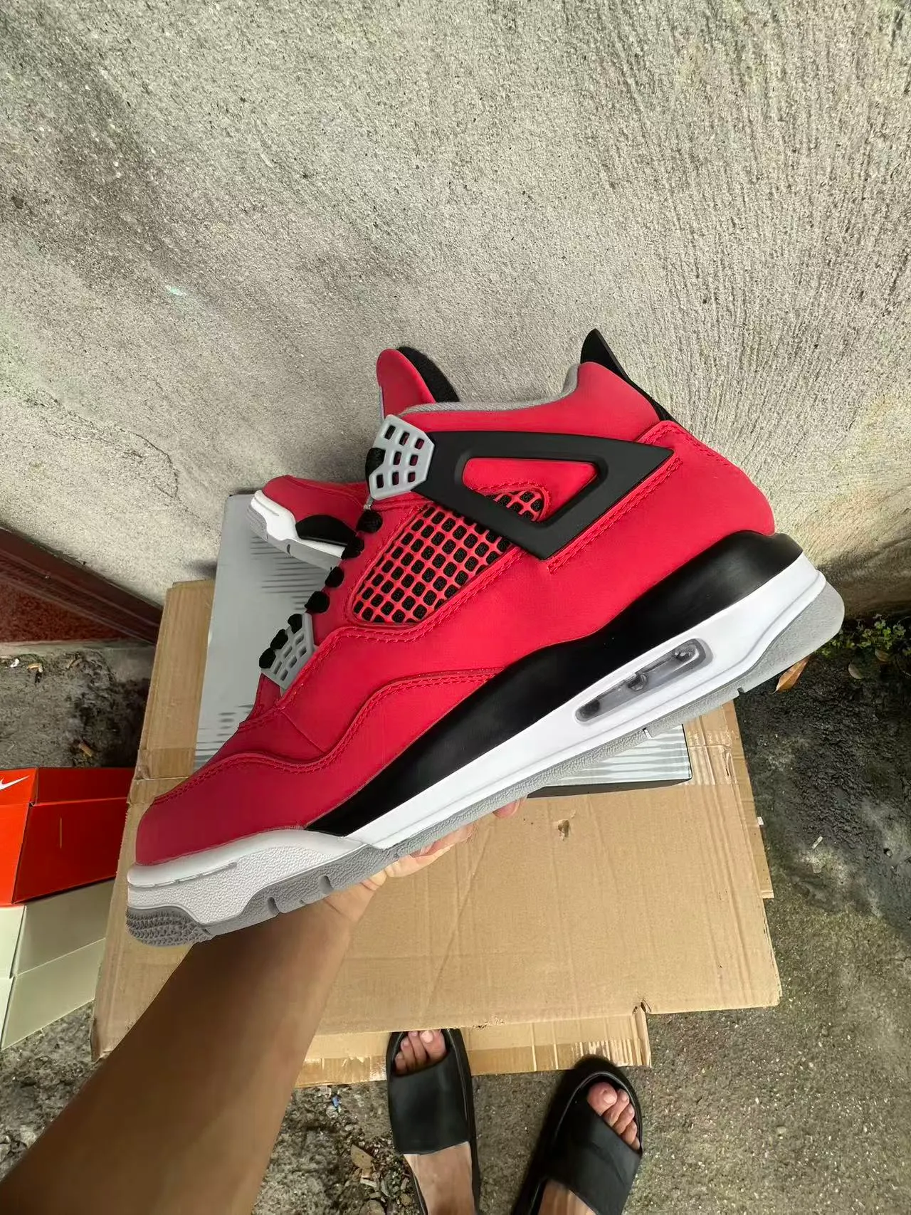 Air Jordan 4 Red Black White Basketball Shoes 5