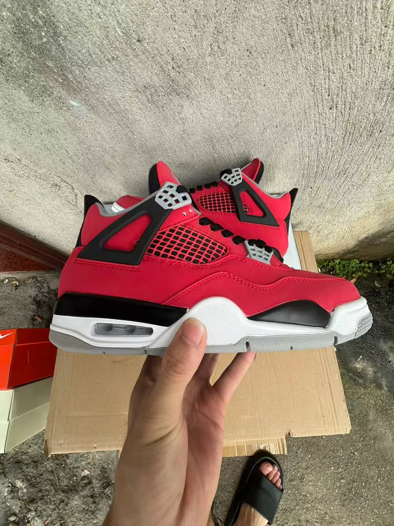 Air Jordan 4 Red Black White Basketball Shoes 7