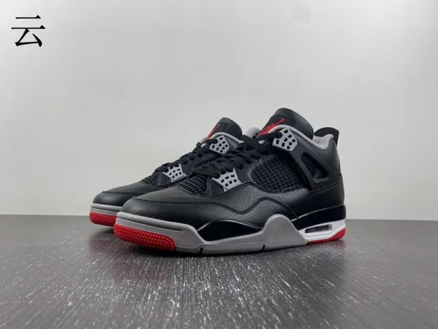 Tênis de basquete Air Jordan 4 Retro preto cimento vermelho 3