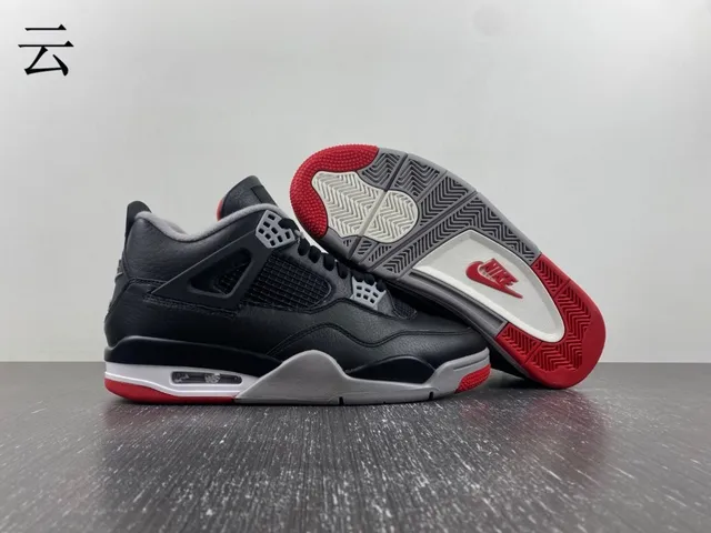 Tênis de basquete Air Jordan 4 Retro preto cimento vermelho 4