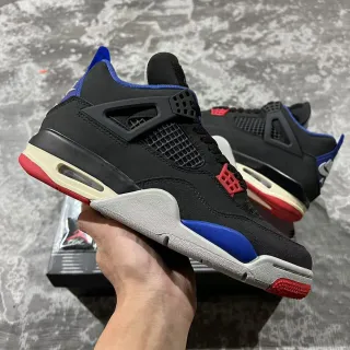Air Jordan 4 Retro काले रॉयल ब्लू लाल बास्केटबॉल जूते