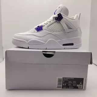 Air Jordan 4 Retro সাদা বেগুনি বাস্কেটবল জুতো
