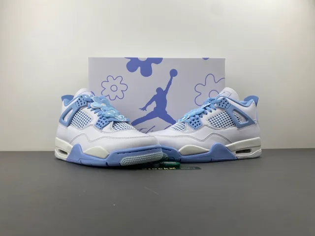 Air Jordan 4 White Powder Blue Basketball Shoes 13