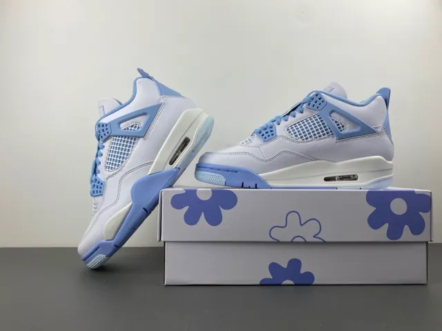Air Jordan 4 White Powder Blue Basketball Shoes 14