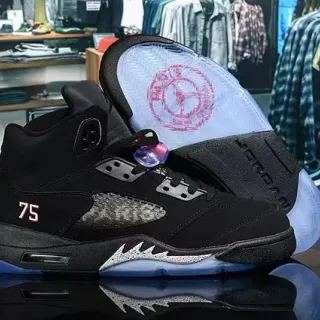 Air Jordan 5 काला लाल '75' बास्केटबॉल जूते