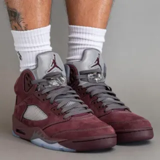 Air Jordan 5 Zapatillas de Baloncesto de Ante Burdeos High-Top