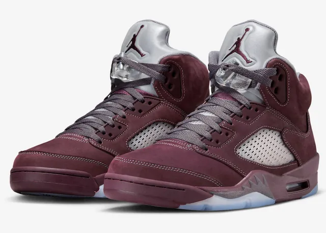 Air Jordan 5 أحذية كرة السلة بورجوندي سويد High-Top 2