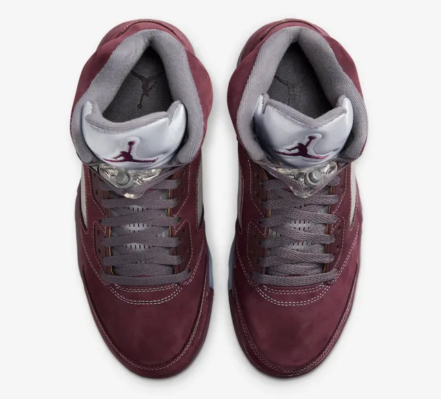 Air Jordan 5 أحذية كرة السلة بورجوندي سويد High-Top 3