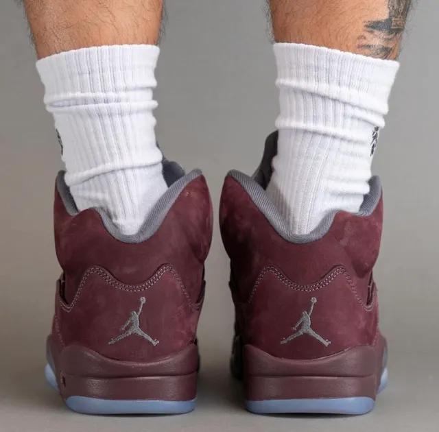 Air Jordan 5 أحذية كرة السلة بورجوندي سويد High-Top 6