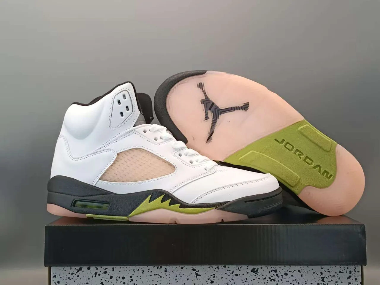 Zapatillas de baloncesto Air Jordan 5 blanco negro verde lima 3
