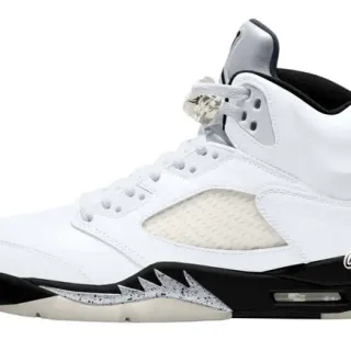 Tênis de basquete Air Jordan 5 branco preto prateado