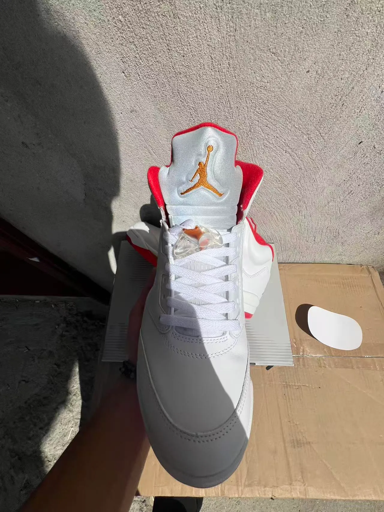 Zapatillas de baloncesto Air Jordan 5 blanco gris rojo naranja 3