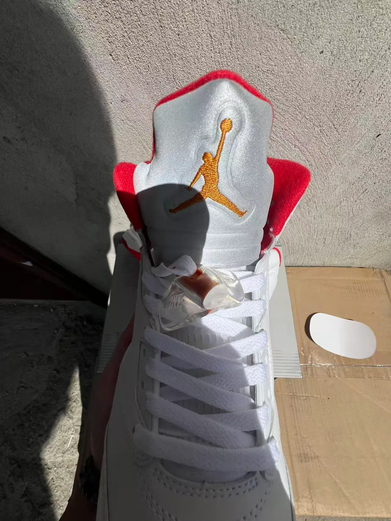 Zapatillas de baloncesto Air Jordan 5 blanco gris rojo naranja 4