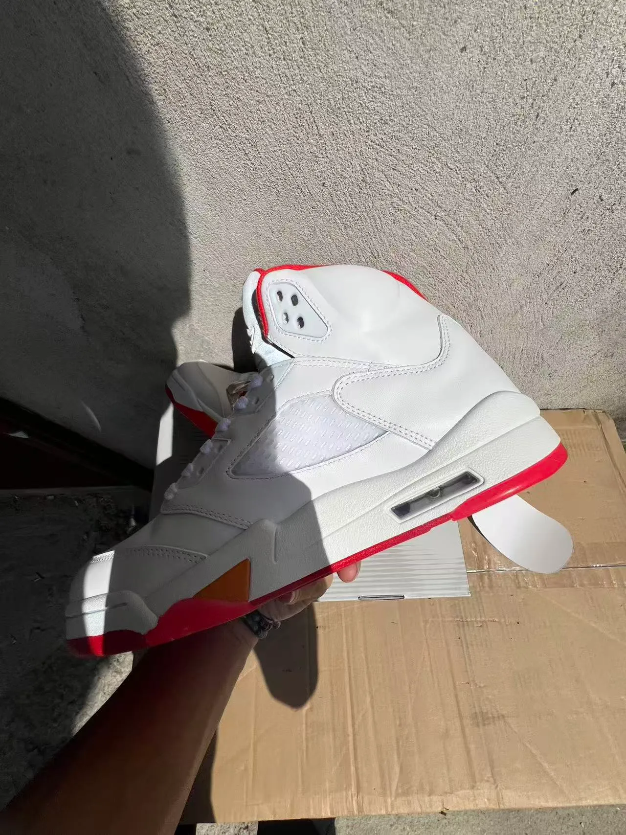 Zapatillas de baloncesto Air Jordan 5 blanco gris rojo naranja 5