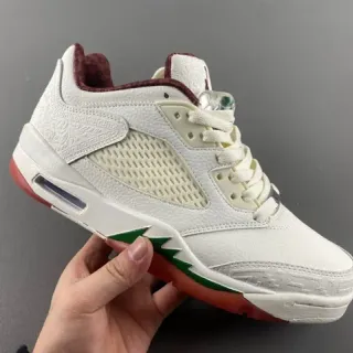 Tênis de basquete Air Jordan 5 branco grená verde