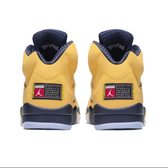 Air Jordan 5 zapatillas de baloncesto amarillas y azul marino 4