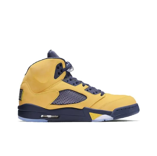 Air Jordan 5 zapatillas de baloncesto amarillas y azul marino 6