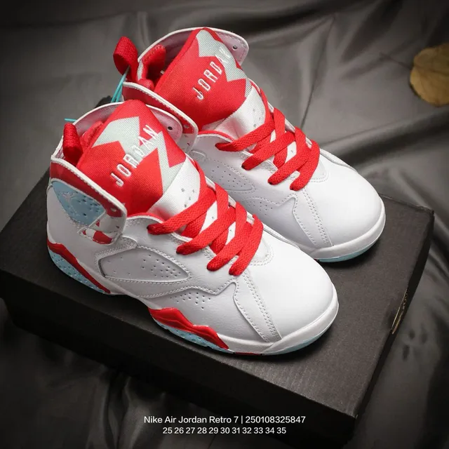 Air Jordan 7 सफेद लाल नीला बच्चों के बास्केटबॉल जूते 18