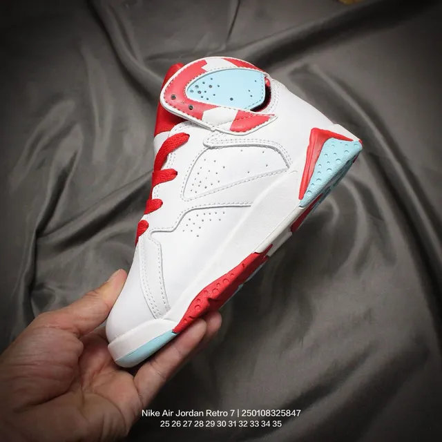 Air Jordan 7 सफेद लाल नीला बच्चों के बास्केटबॉल जूते 22