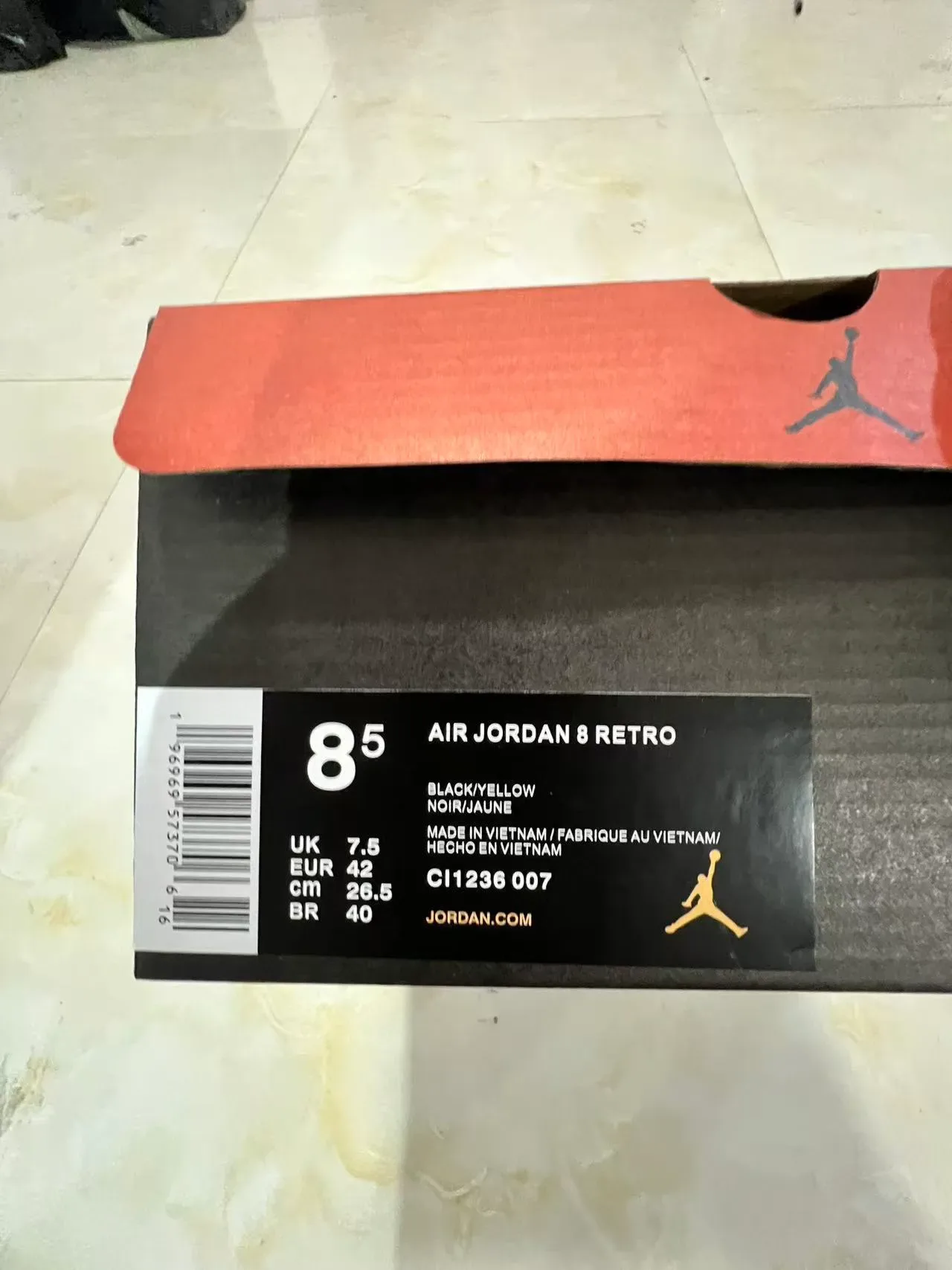 Air Jordan 8 Preto Amarelo Tênis de Basquete 10