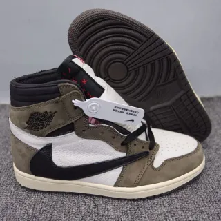 Air Jordan ब्राउन व्हाइट हाई-टॉप साबर-और-लेदर अपर बास्केटबॉल शूज़