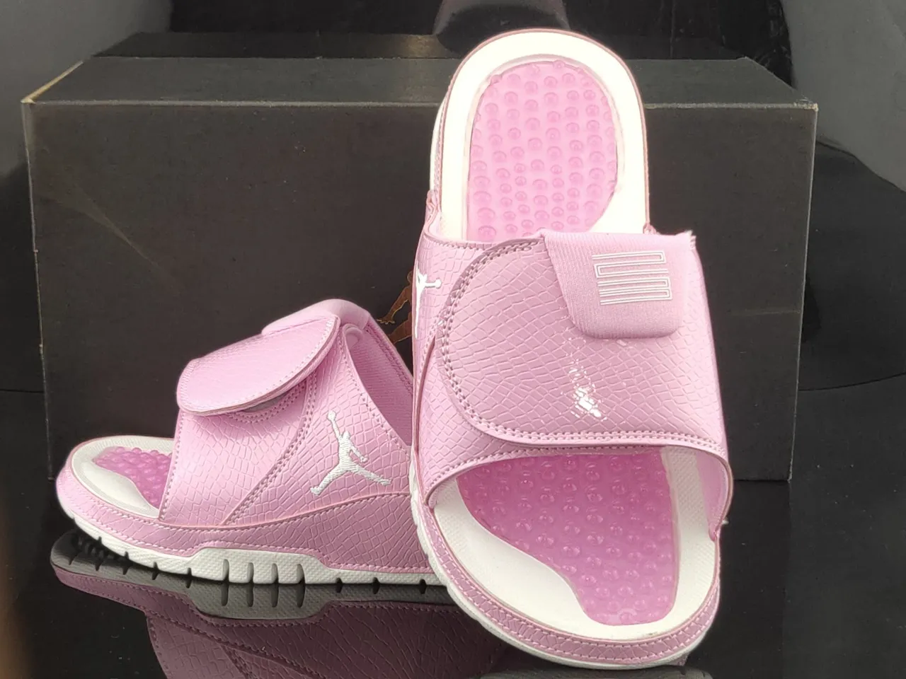 Air Jordan Slide Pink Croc-Embossed Slipper 4