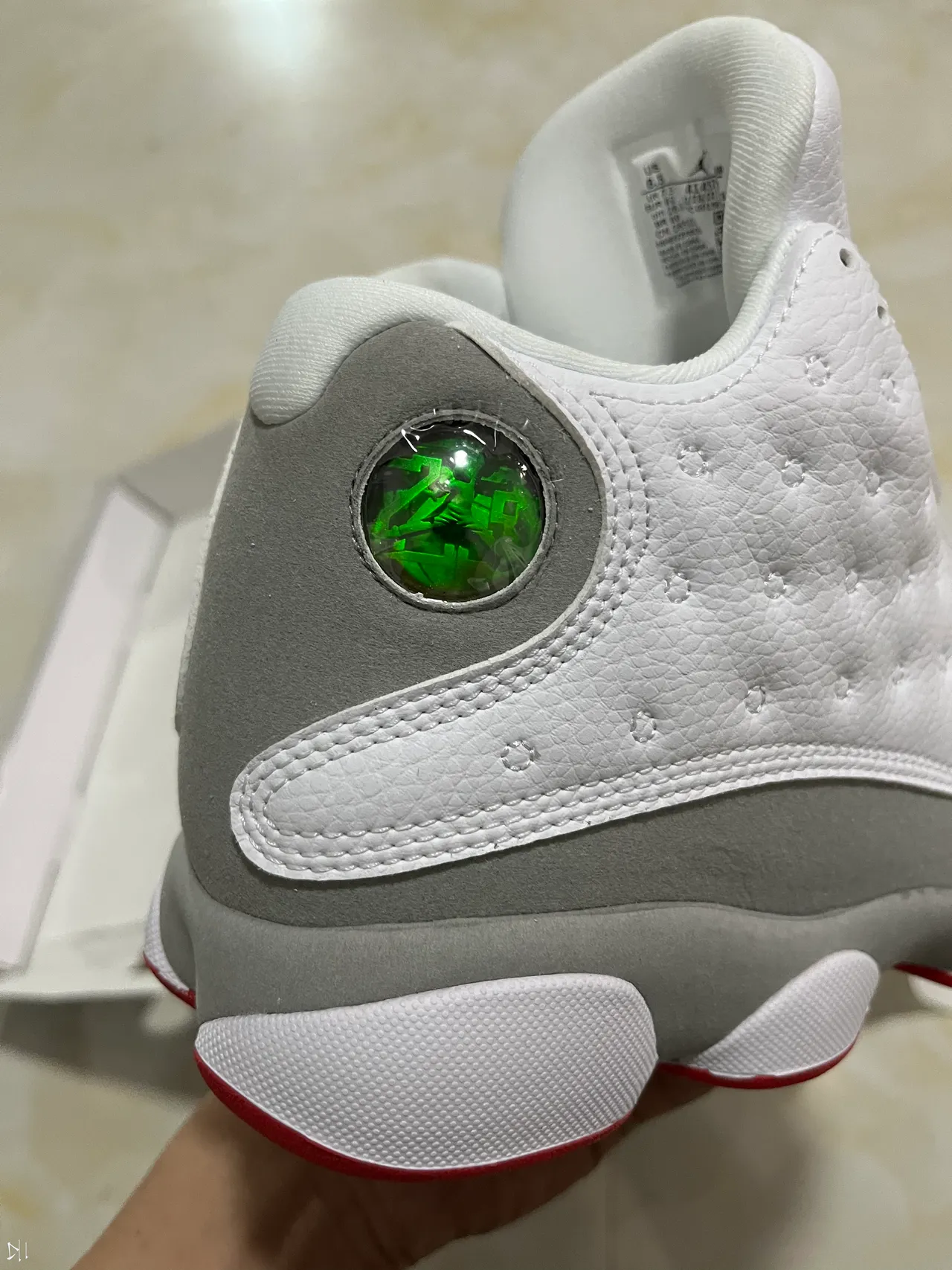 Air Jordan White Gray Perforated Leather Upper Layered Segmented Midsole Basketball Shoes 7
