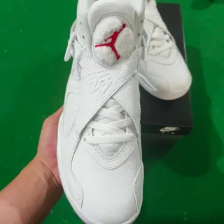Air Jordan সাদা লাল হাই-টপ লেদার আপার বাস্কেটবল জুতো