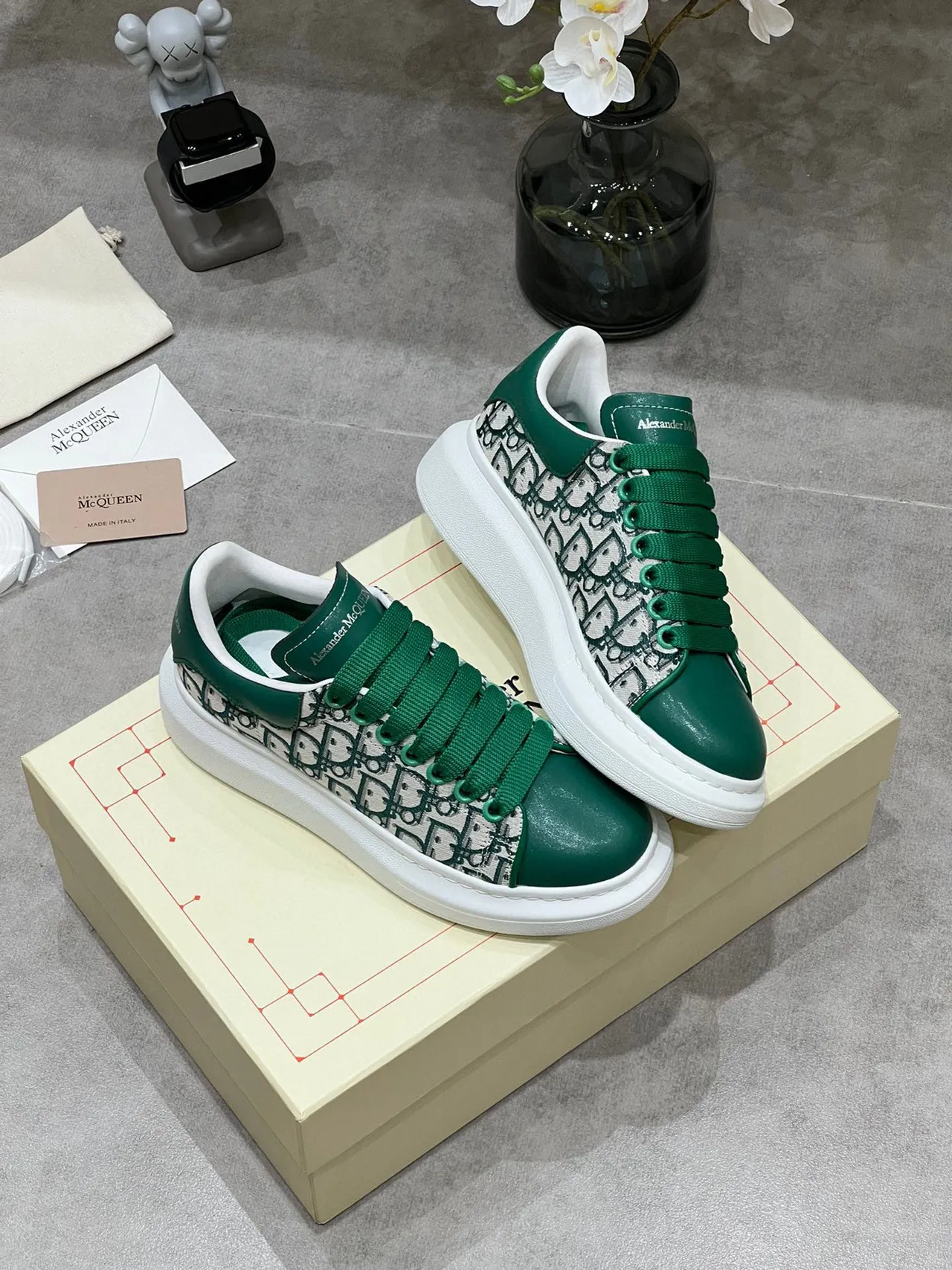 Alexander McQueen Oversized Sneaker Green Monogram Lifestyle Sneakers 9
