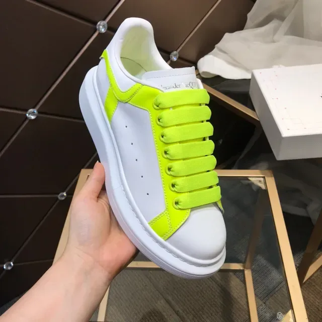 Alexander McQueen Oversized Sneaker White and Neon Yellow Lifestyle Sneakers 2