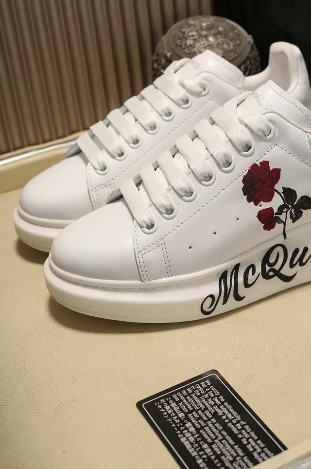Alexander McQueen 白色绣花玫瑰 宽松生活方式运动鞋 4