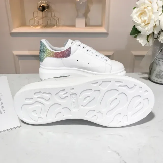 Alexander McQueen Oversized Sneaker White Multicolor Sole Glitter Heel Tab Lifestyle Sneakers 1