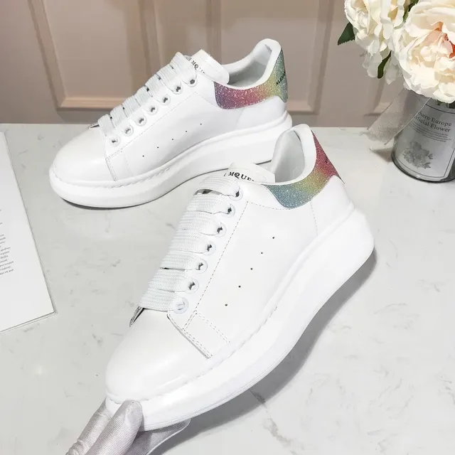 Alexander McQueen Oversized Sneaker White Multicolor Sole Glitter Heel Tab Lifestyle Sneakers 4
