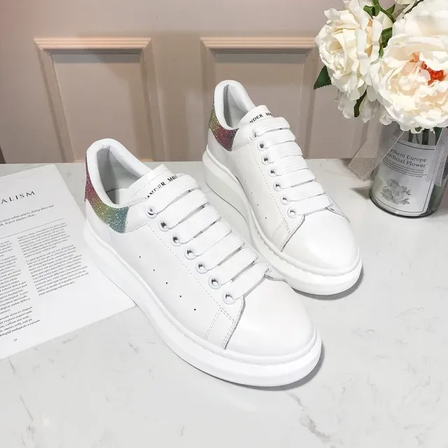 Alexander McQueen Oversized Sneaker White Multicolor Sole Glitter Heel Tab Lifestyle Sneakers 5