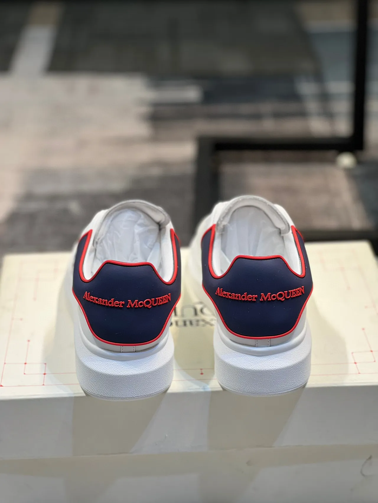Alexander McQueen Oversized Sneaker White Navy Red Lifestyle Sneakers 2